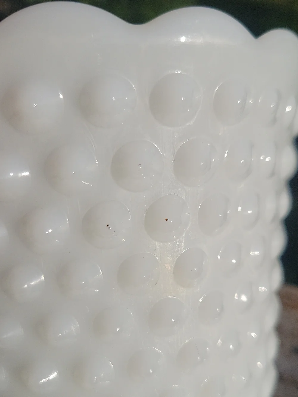 Fire King Oven Ware White Hobnail Scalloped Milk Glass Planter